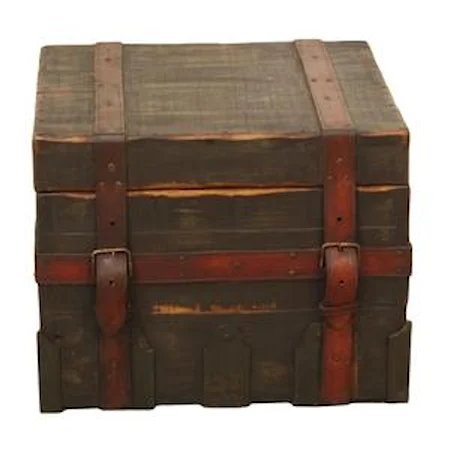 Geneva Solid Wood Stone Brown Trunk End Table